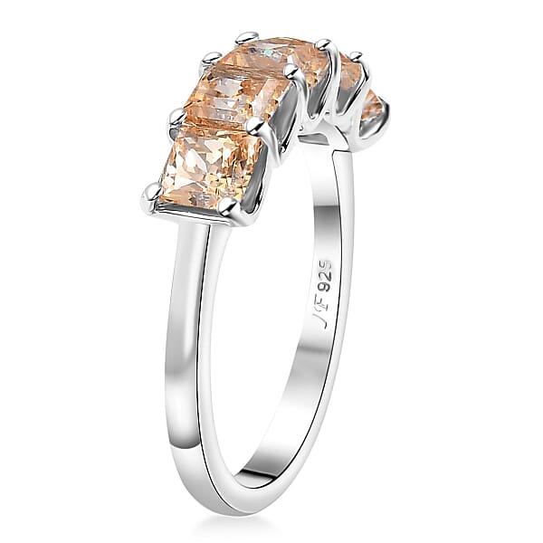 Shop Lc J Francis Embellished With Fancy Yellow Zirconia By Swarovski 3.50 Ctw 5 Stone Ring In Rhodium Over Sterling Silver