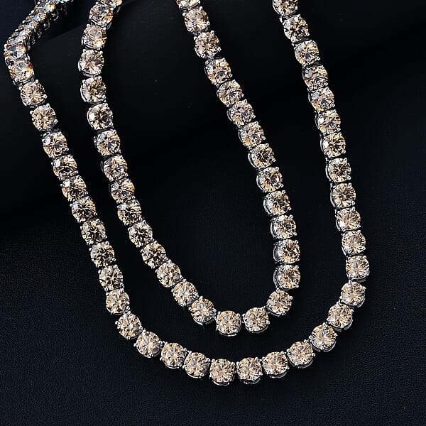 Shop Lc J Francis Embellished With Fancy Yellow Zirconia By Swarovski 73.25 Ctw Celestial Radiance Necklace In Rhodium Over Sterling Silver 18 Inches