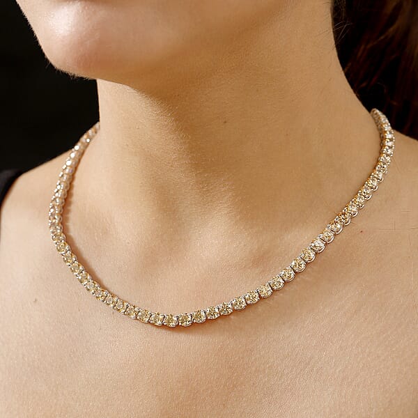 Shop Lc J Francis Embellished With Fancy Yellow Zirconia By Swarovski 73.25 Ctw Celestial Radiance Necklace In Rhodium Over Sterling Silver 18 Inches