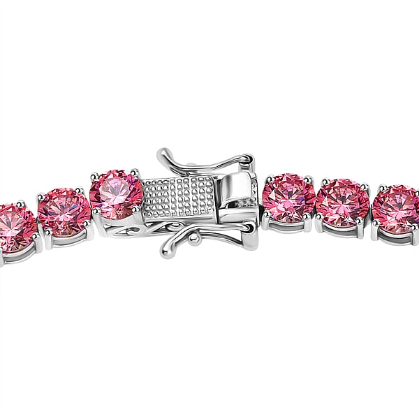 Shop Lc J Francis Embellished With Pink Zirconia By Swarovski 75.10 Ctw Celestial Radiance Necklace In Rhodium Over Sterling Silver 18 Inches