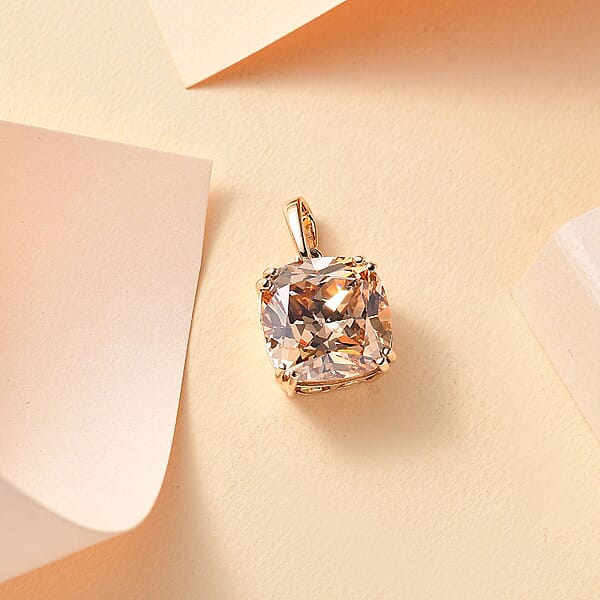 Shop Lc J Francis Embellished With Yellow Color Zirconia By Swarovski 14.65 Ctw Solitaire Pendant Without Chain In 10K Yellow Gold