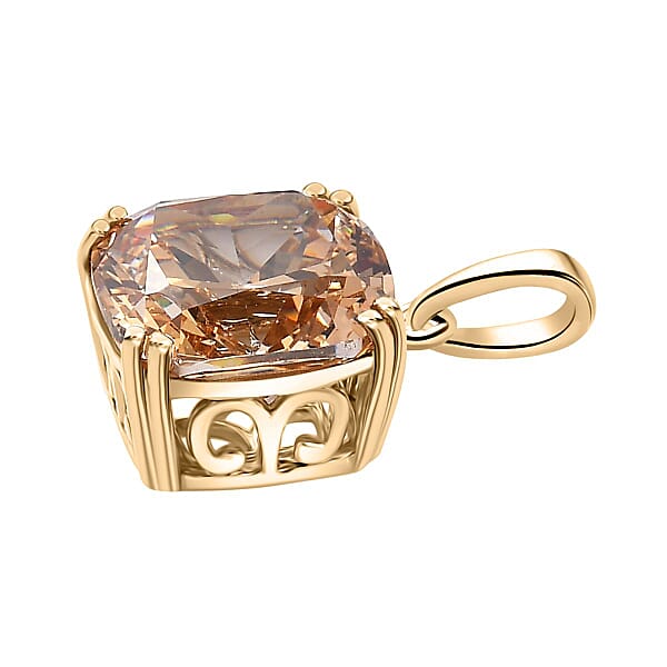 Shop Lc J Francis Embellished With Yellow Color Zirconia By Swarovski 14.65 Ctw Solitaire Pendant Without Chain In 10K Yellow Gold