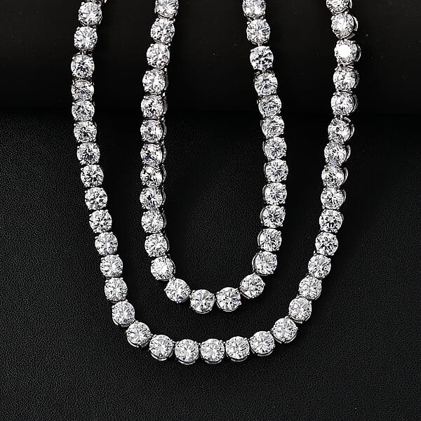 Shop Lc J Francis Embellished With Zirconia By Swarovski 72.90 Ctw Celestial Radiance Necklace In Rhodium Over Sterling Silver 18 Inches