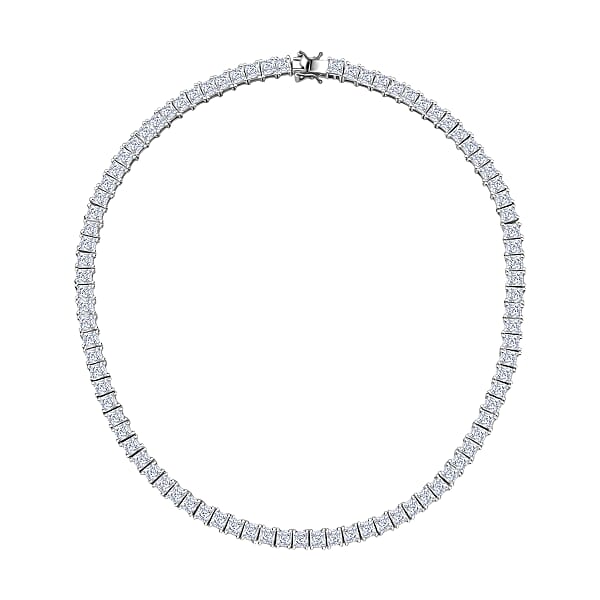 Shop Lc J Francis Embellished With Zirconia By Swarovski 87.90 Ctw Iconic Tennis Necklace 18 Inches In Rhodium Over Sterling Silver