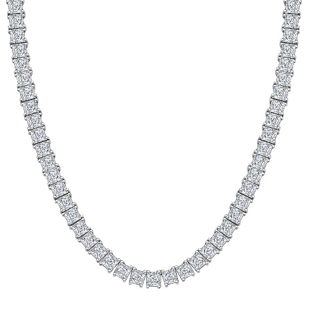 shop lc J Francis Embellished with Zirconia by Swarovski 87.90 ctw Iconic Tennis Necklace 18 Inches in Rhodium Over Sterling Silver