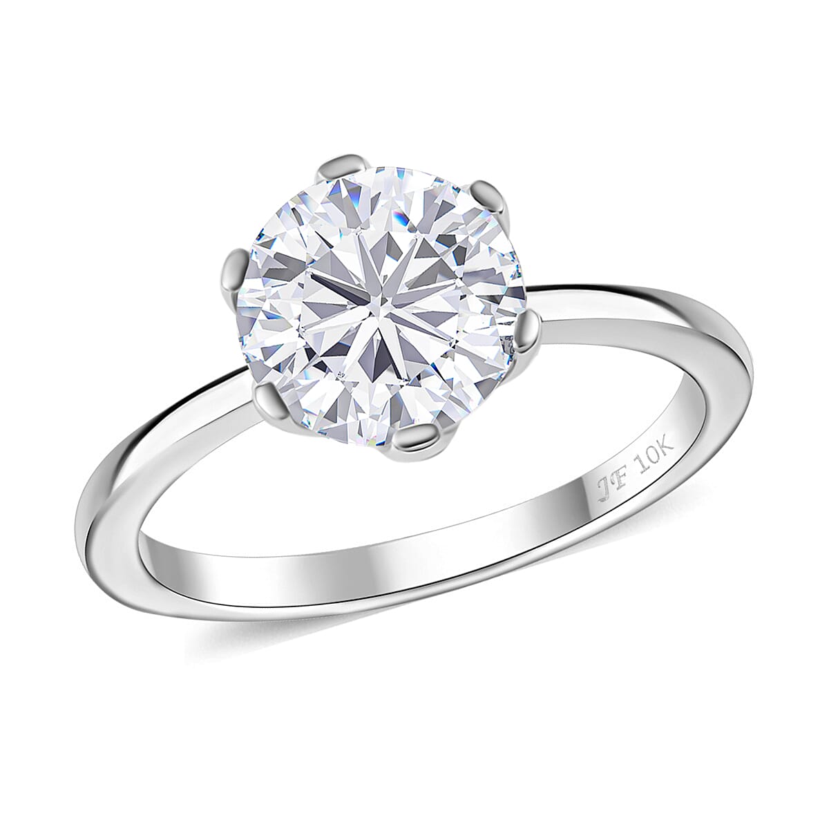 shop lc J Francis Zirconia by Swarovski Solitaire Ring in 10K White Gold 3.35 ctw