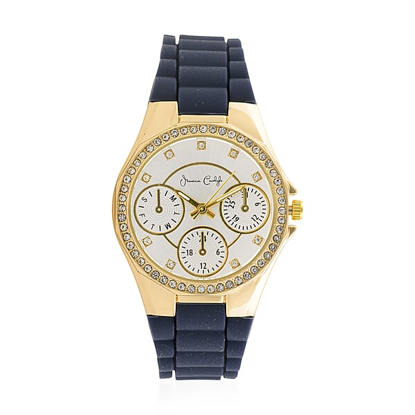 Shop Lc Jessica Carlyle Women's Matte Navy Silicone Strap 35mm Analog Watch & Coordinating Stackable Bracelet Set
