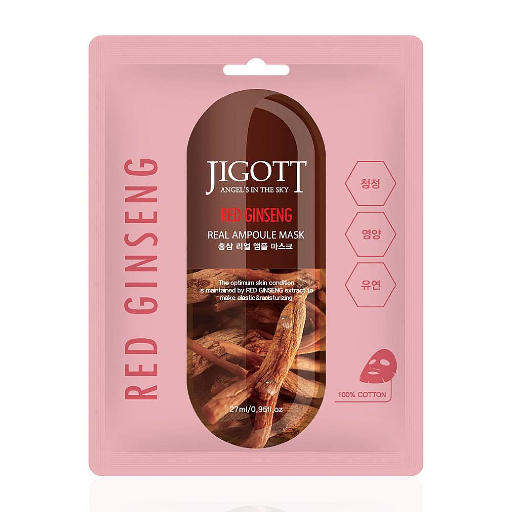 shop lc JIGOTT Real Ampoule Cotton Mask Regenerating Collection- Collagen Lotus & Red Ginseng (3x10 each) Made in Korea