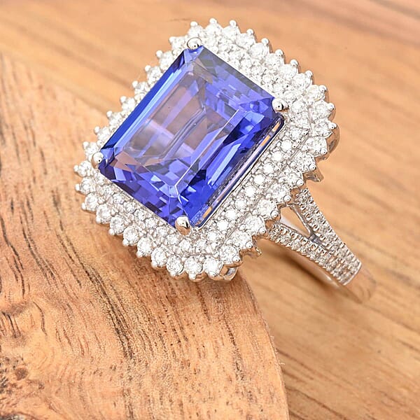 Shop Lc Jubilee Certified & Appraised Rhapsody AAAA Tanzanite And E-F VS Diamond 7.60 Ctw Ring In 950 Platinum 9.90 Grams