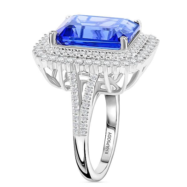 Shop Lc Jubilee Certified & Appraised Rhapsody AAAA Tanzanite And E-F VS Diamond 7.60 Ctw Ring In 950 Platinum 9.90 Grams