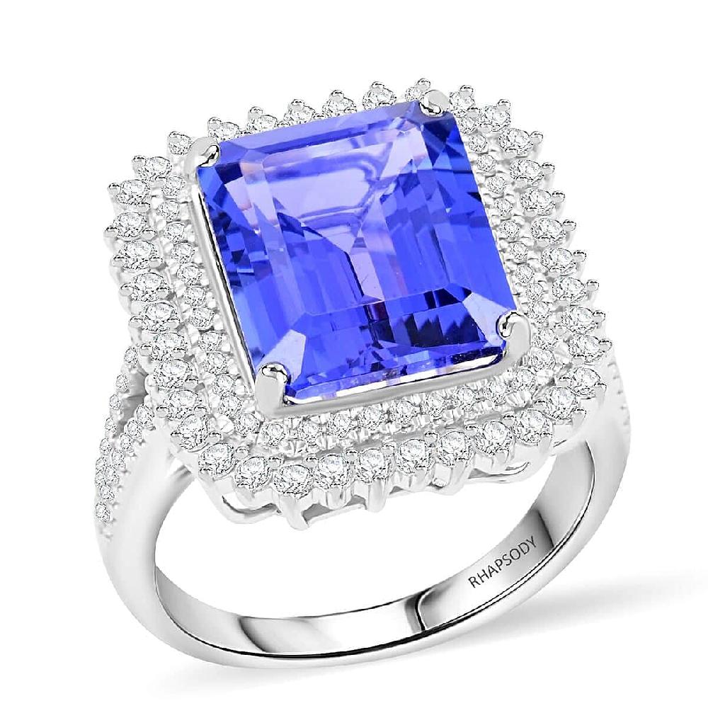 shop lc Jubilee Certified & Appraised Rhapsody AAAA Tanzanite and E-F VS Diamond 7.60 ctw Ring in 950 Platinum 9.90 Grams