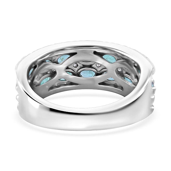 Shop Lc Kagem Zambian Emerald And White Zircon Ring In Platinum Over Sterling Silver 2.60 Ctw