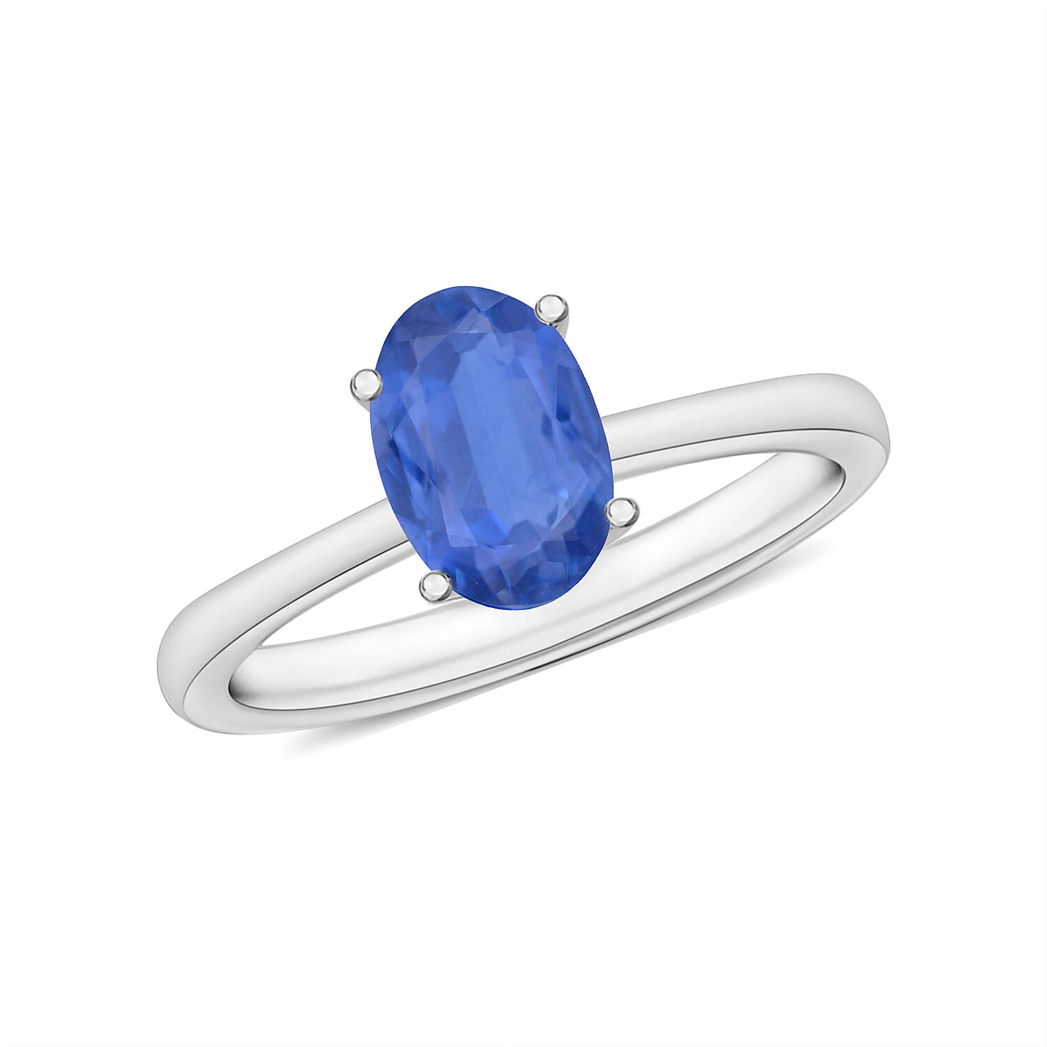 shop lc Kanchanaburi Blue Sapphire 0.90 ctw Solitaire Ring in Platinum Over Sterling Silver (Del. in 10-12 Days)