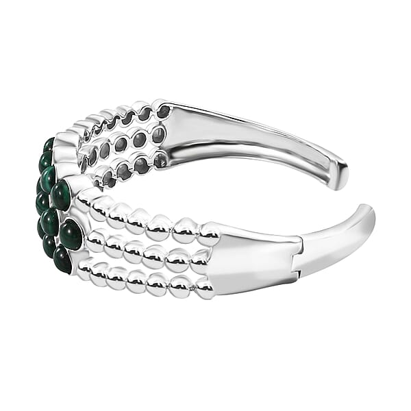 Shop Lc Karis African Malachite 16.40 Ctw Cuff Bracelet In Platinum Bond (7.25 In)