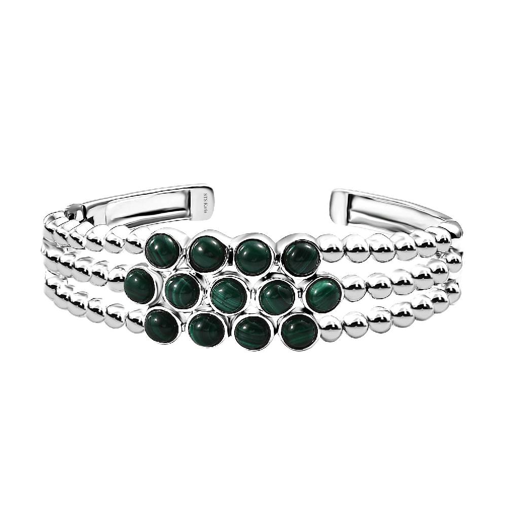 shop lc Karis African Malachite 16.40 ctw Cuff Bracelet in Platinum Bond (7.25 In)