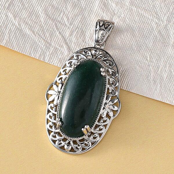 Shop Lc Karis Green Aventurine 24.40 Ctw Pendant Without Chain In Platinum Bond