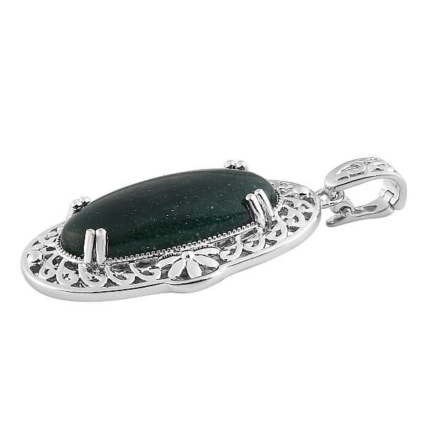 Shop Lc Karis Green Aventurine 24.40 Ctw Pendant Without Chain In Platinum Bond