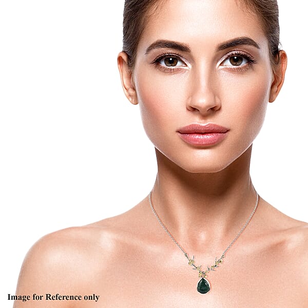 Shop Lc Karis Green Aventurine Necklace In 18K YG Plated And Stainless Steel 18 Inches Tarnish-Free Waterproof Sweat Proof Jewelry