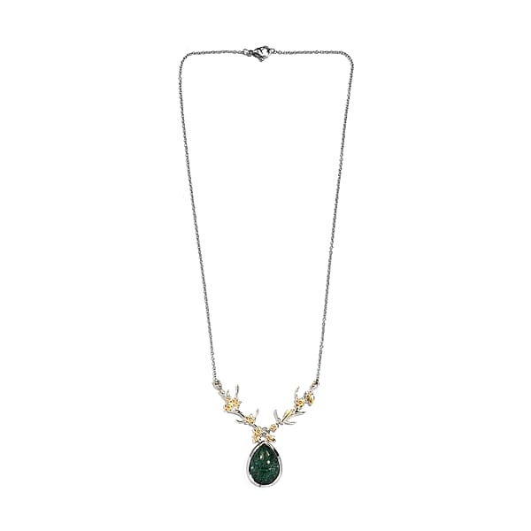 Shop Lc Karis Green Aventurine Necklace In 18K YG Plated And Stainless Steel 18 Inches Tarnish-Free Waterproof Sweat Proof Jewelry