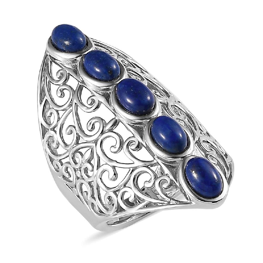 shop lc Karis Lapis Lazuli Openwork Elongated Ring in Platinum Bond 3.25 ctw