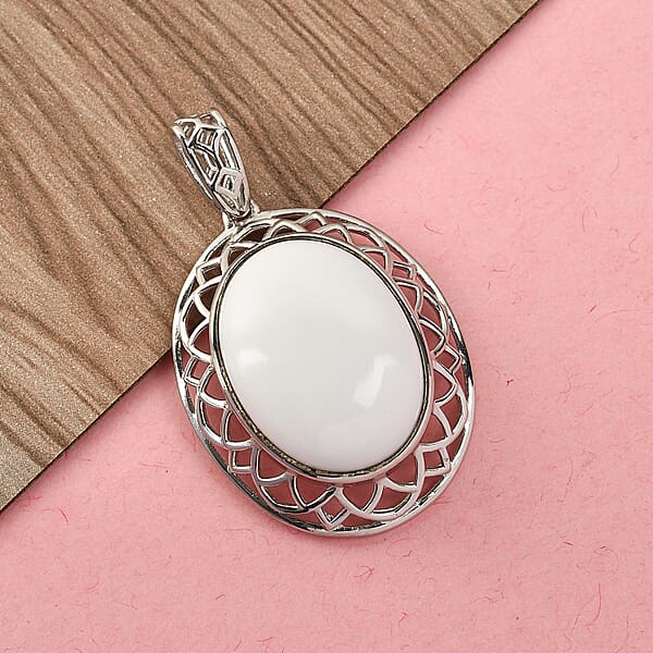 Shop Lc Karis Luna Chalcedony 13.40 Ctw Solitaire Pendant Without Chain In Platinum Bond