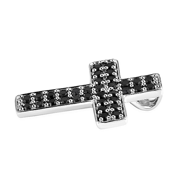 Shop Lc Karis Thai Black Spinel 1.70 Ctw Cross Pendant Without Chain In Platinum Bond