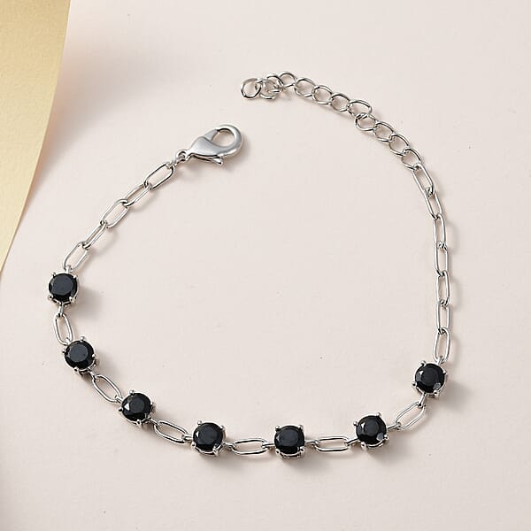 Shop Lc Karis Thai Black Spinel Bracelet In Platinum Bond (6.50 In) 3.85 Ctw