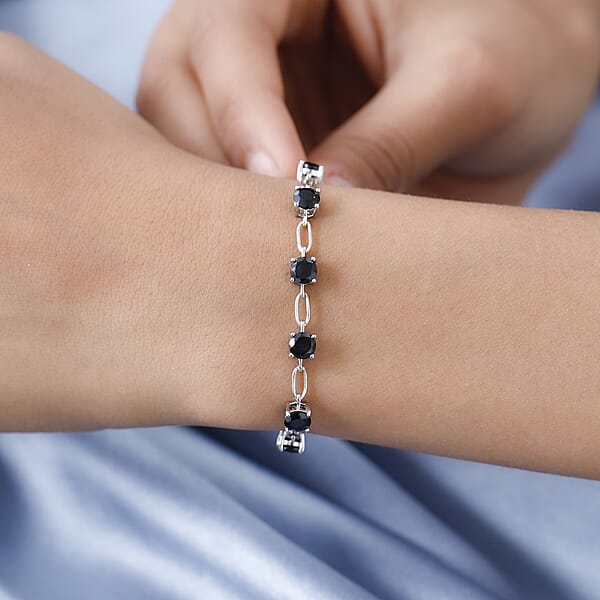 Shop Lc Karis Thai Black Spinel Bracelet In Platinum Bond (6.50 In) 3.85 Ctw