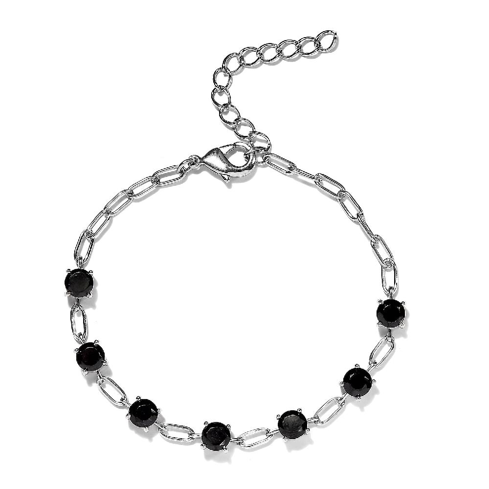 shop lc Karis Thai Black Spinel Bracelet in Platinum Bond (6.50 In) 3.85 ctw