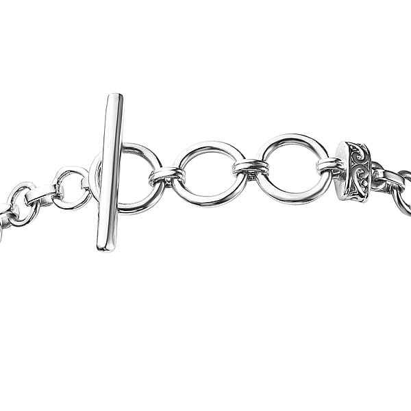 Shop Lc Karis Tiger's Eye 26.00 Ctw Toggle Clasp Bracelet In Platinum Bond & Stainless Steel (6.50 In) With Extender