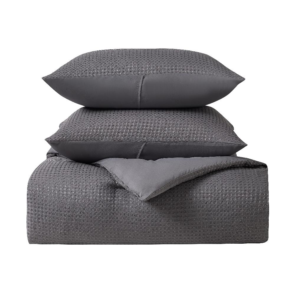 shop lc Kathy Ireland 3-Piece Gray Waffle Down Alternative Comforter Set -Queen