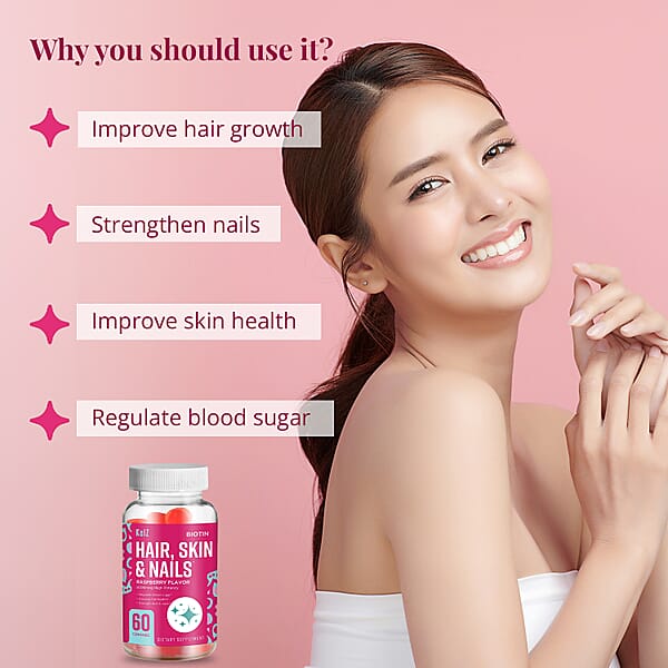 Shop Lc Kelz Biotin Hair Skin & Nails Supplement (Raspberry Flavor) 60 Gummies