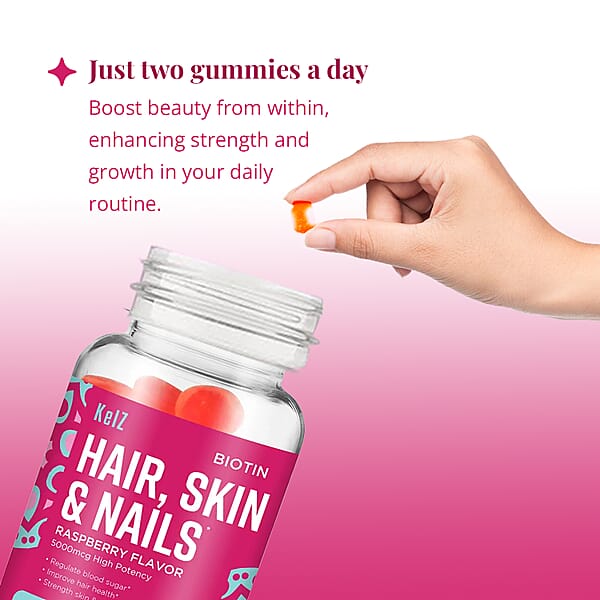 Shop Lc Kelz Biotin Hair Skin & Nails Supplement (Raspberry Flavor) 60 Gummies