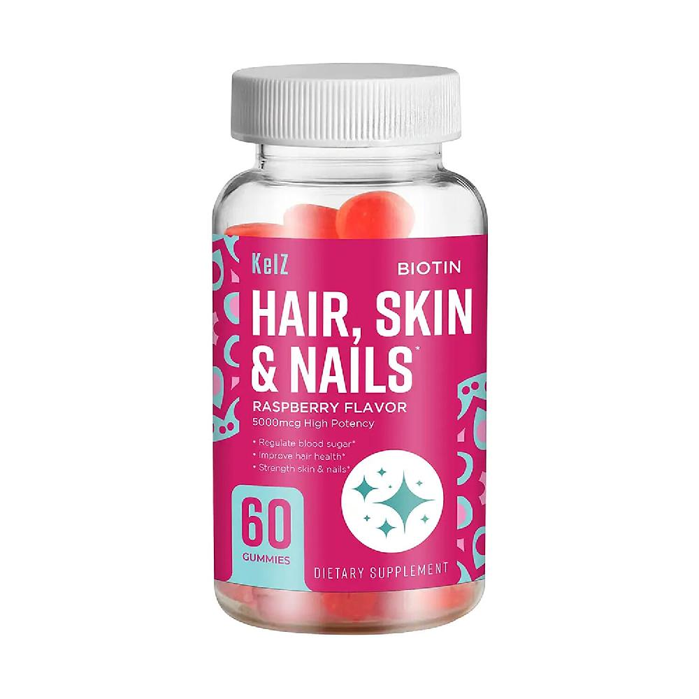 shop lc Kelz Biotin Hair Skin & Nails Supplement (Raspberry Flavor) 60 Gummies