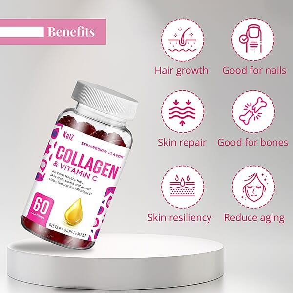 Shop Lc Kelz Collagen & Vitamin C Supplement (Strawberry Flavor) 60 Gummies