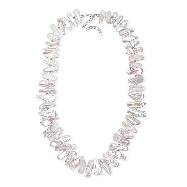 Shop Lc Keshi Pearl Necklace In Rhodium Over Sterling Silver 18 Inches