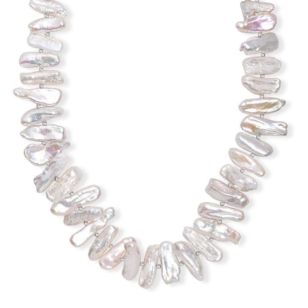 shop lc Keshi Pearl Necklace in Rhodium Over Sterling Silver 18 Inches