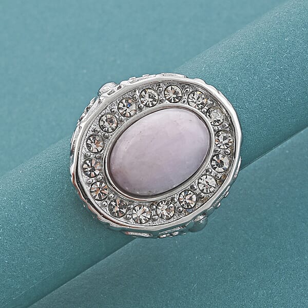 Shop Lc Kunzite And Simulated Diamond 3.30 Ctw Ring In Stainless Steel