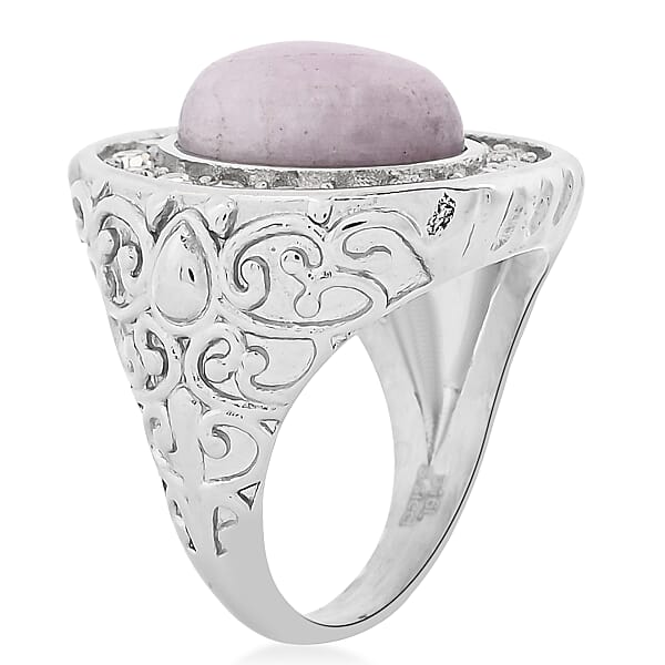 Shop Lc Kunzite And Simulated Diamond 3.30 Ctw Ring In Stainless Steel