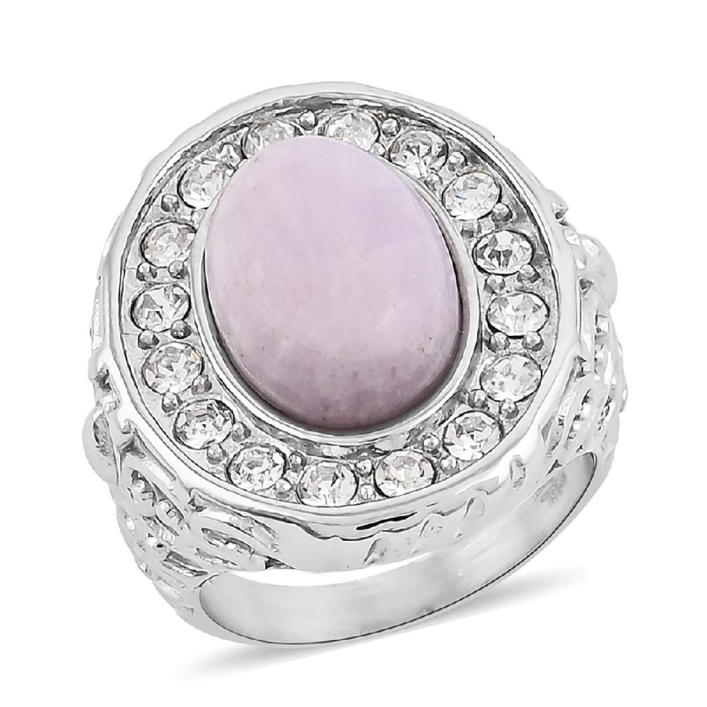 shop lc Kunzite and Simulated Diamond 3.30 ctw Ring in Stainless Steel