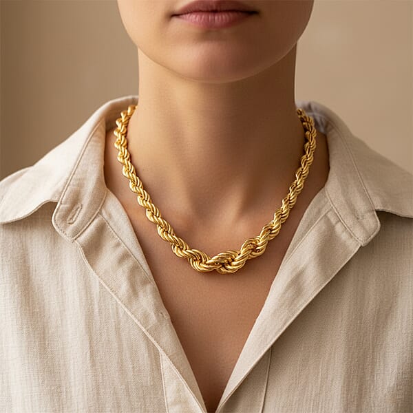 Shop Lc La Bella 14K YG Over Sterling Silver Rope Necklace 20 Inches 22.75 Grams