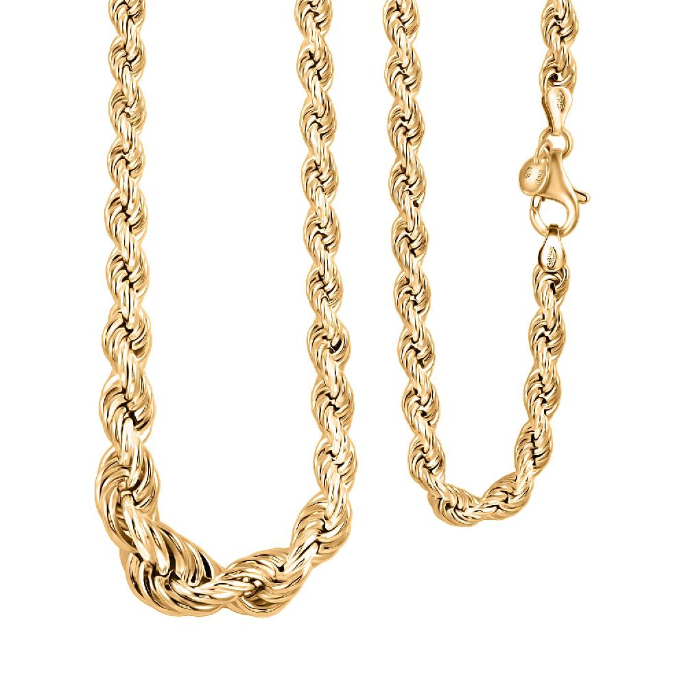 shop lc La Bella 14K YG Over Sterling Silver Rope Necklace 20 Inches 22.75 Grams