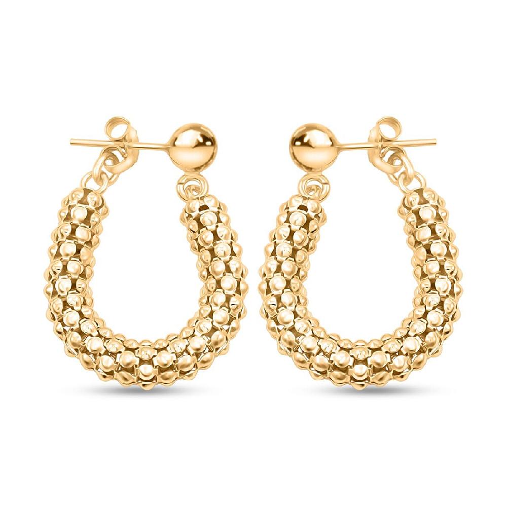 shop lc La Bella Italian 14K Yellow Gold Over Sterling Silver Pop Corn Chain Hoop Earrings 6.35 Grams