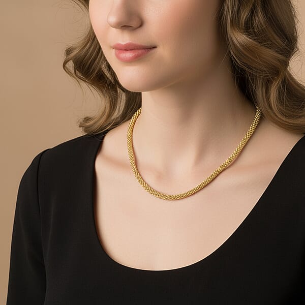Shop Lc La Bella Italian 14K YG Over Sterling Silver Popcorn Chain Necklace (22 Inches) (24 Grams)