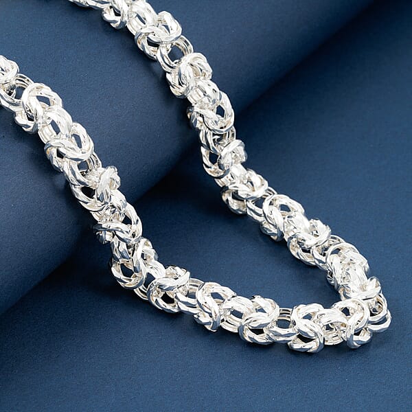 Shop Lc La Bella Italian Fancy Byzantine Chain Necklace In Sterling Silver 53.9 Grams 22 Inches