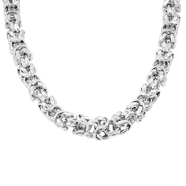 Shop Lc La Bella Italian Fancy Byzantine Chain Necklace In Sterling Silver 53.9 Grams 22 Inches