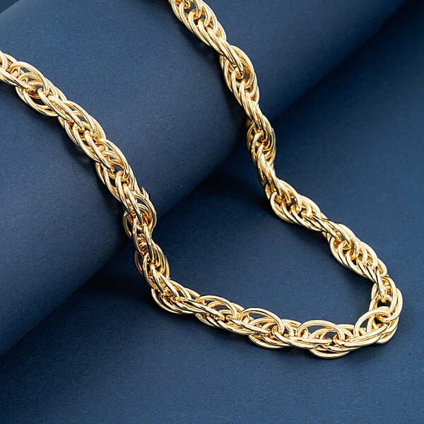 Shop Lc La Bella Italian Fancy Rope Chain Necklace In 14K Yellow Gold Over Sterling Silver 29.2 Grams 22 Inches