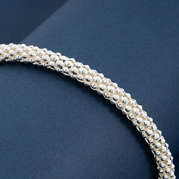 Shop Lc La Bella Italian Pop Corn Chain Bracelet In Sterling Silver (8.00 In) 10.25 Grams