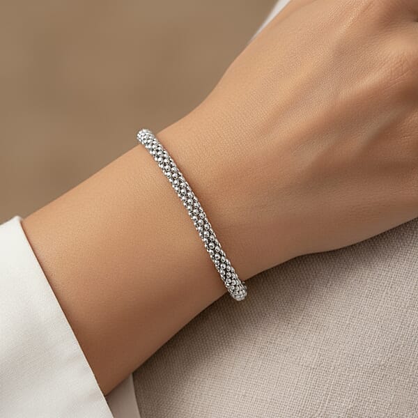 Shop Lc La Bella Italian Pop Corn Chain Bracelet In Sterling Silver (8.00 In) 10.25 Grams