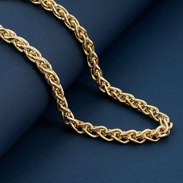 Shop Lc La Bella Italian Wheat Chain Necklace In 14K Yellow Gold Over Sterling Silver 32.5 Grams 20 Inches